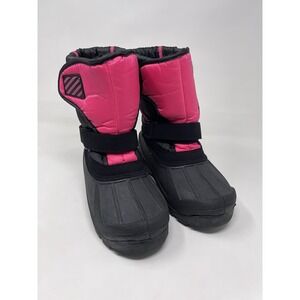 Kids Snow Boots Size 5 Youth Black Pink Winter Insulated Waterproof‎ Hook Loop